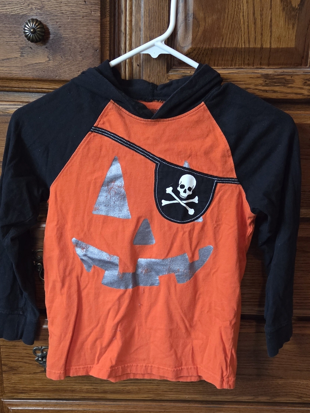 Gymboree Orange & Black Pumpkin Pirate Hooded Tee